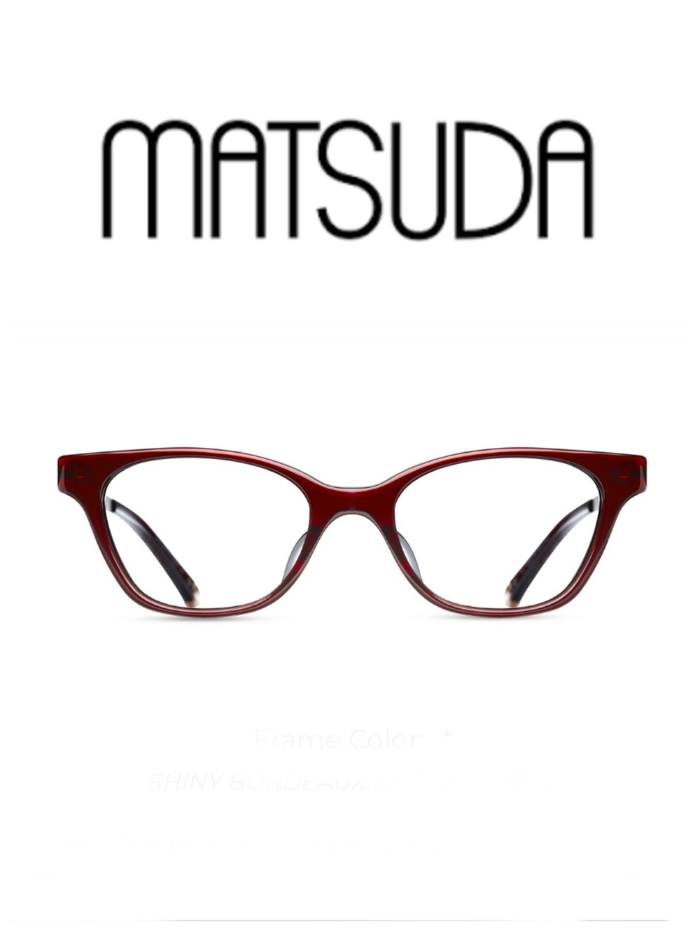 MATSUDA Eyeglasses Frame M2013 in Bordeaux Dark Red. Hand Made in Japan